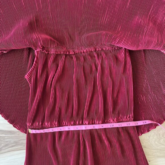 Pinkblush Holiday Burgundy Pleated Ruffle Off Shoulder Maternity Maxi Dress - Picture 5 of 8